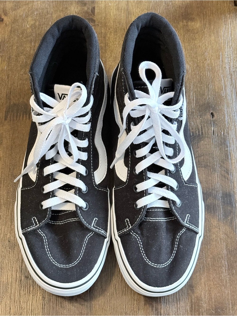 Vans Black and White High-Top Skate Shoes